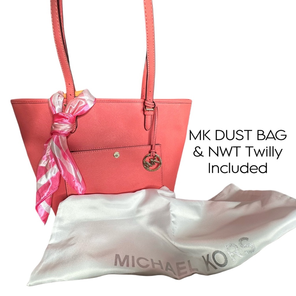 Michael Kors Coral Jet Set Tote Bag EUC - Picture 5 of 16